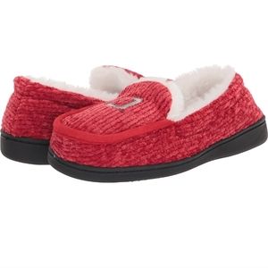 FOCO Women's NCAA College Team Logo Chunky Knit Moccasin Slippers